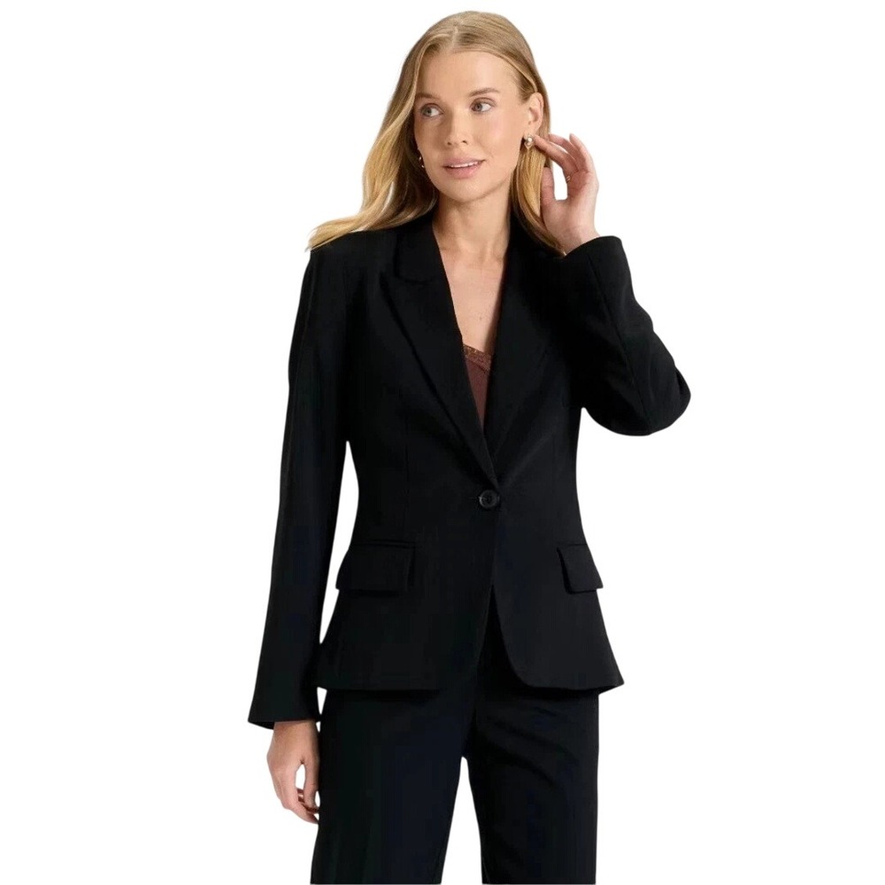 A New Day Women's Signature Crepe Black Single Button Long Sleeve Blazer Size XS
